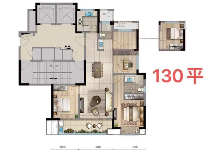 中交玉宸园 130平 带车位 160万