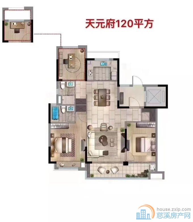 天元月桂府124平3室2厅2卫108万！