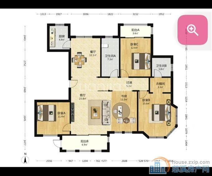 新潮塘南苑161平206万全新精装含车位