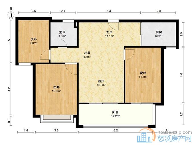 悦华府108平141万黄金楼层精装修