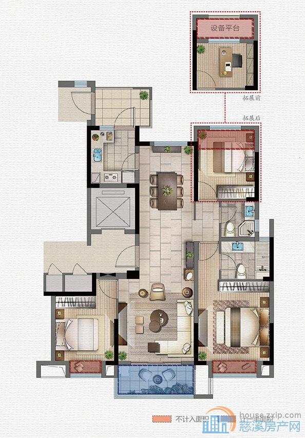 江南大院 全新毛坯120平170万