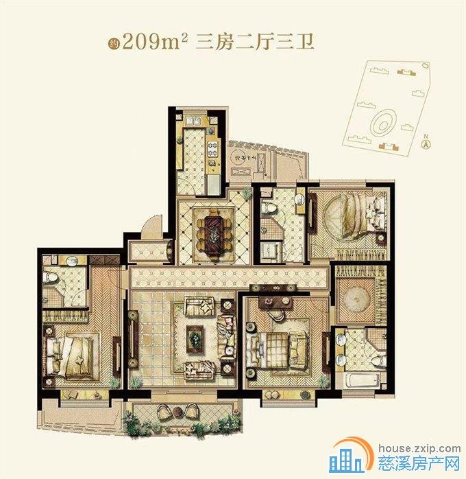 花样年209平全新豪华装修带地暖带2车位